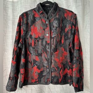 Gorgeous, Reversible Jacket Large/XL High Quality EUC Black & Red Floral design